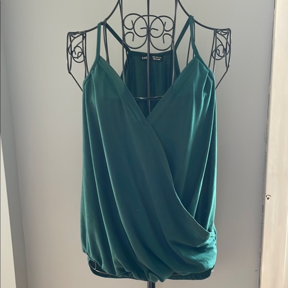 Green Sleeveless Wrap Camisole